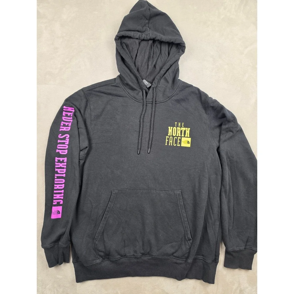 The North Face Hoodie Mens Large Black Never Stop Exploring Graphic Sweatshirt